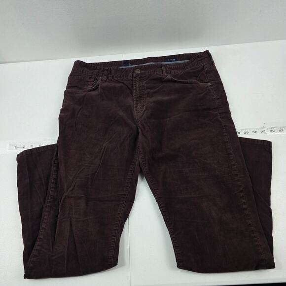 7Diamonds clifton slim straight jeans pants corduroy mens 38x32 burgundy 5238